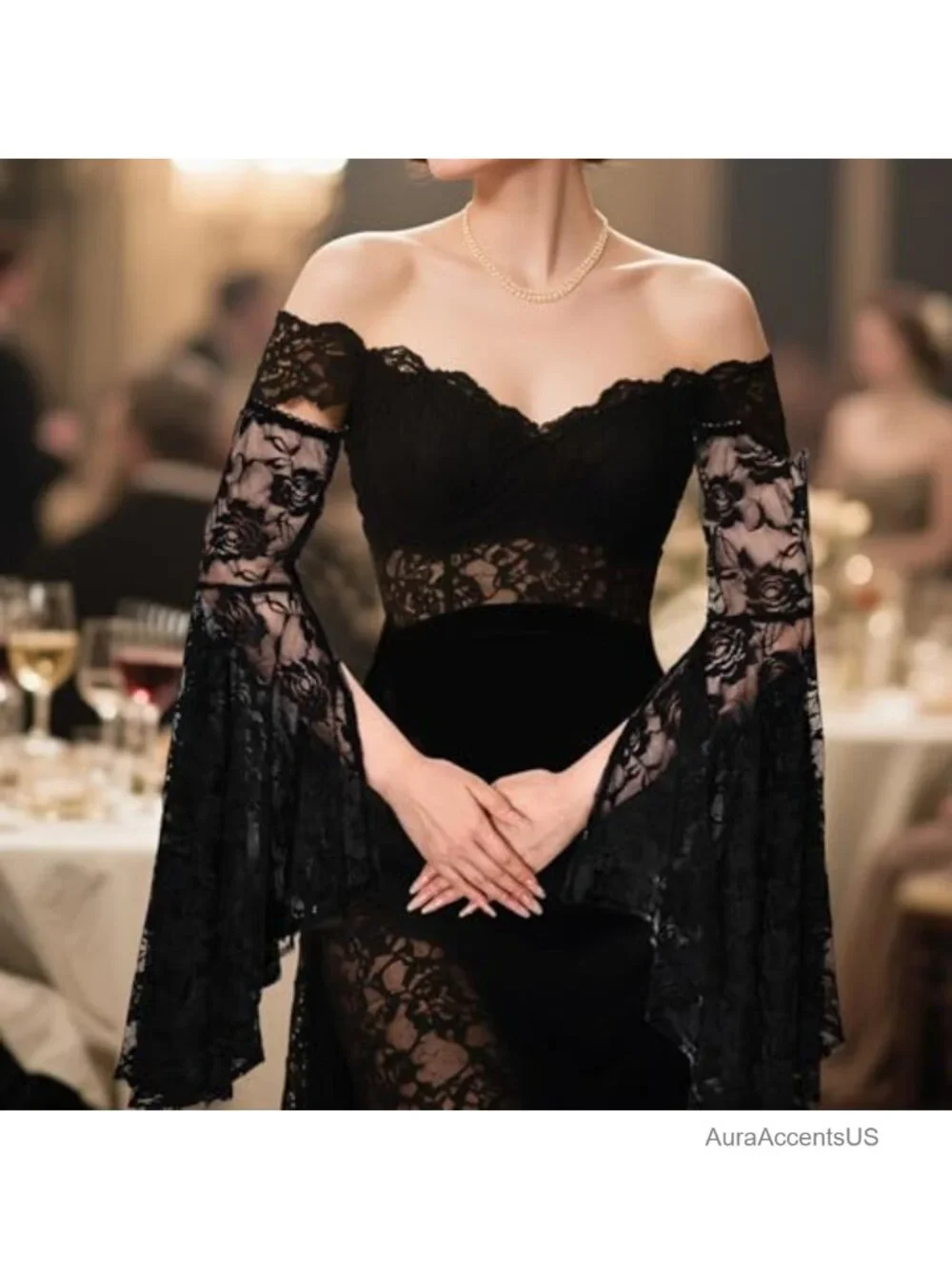 Victorian Chiffon Sleeves Gothic Detachable Tulle Long Gloves Halloween Vampire